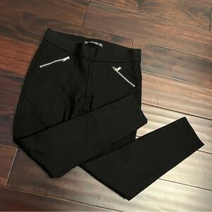 Zara Black Pants with Silver Zippers